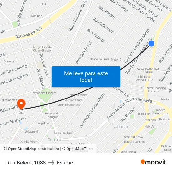 Rua Belém, 1088 to Esamc map