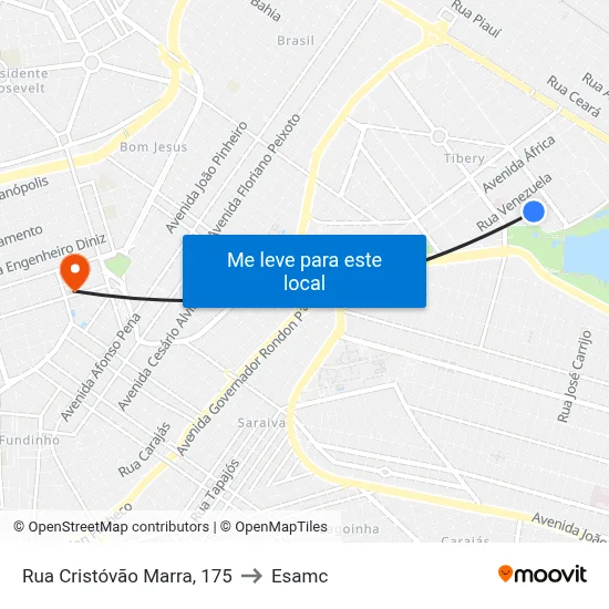 Rua Cristóvão Marra, 175 to Esamc map