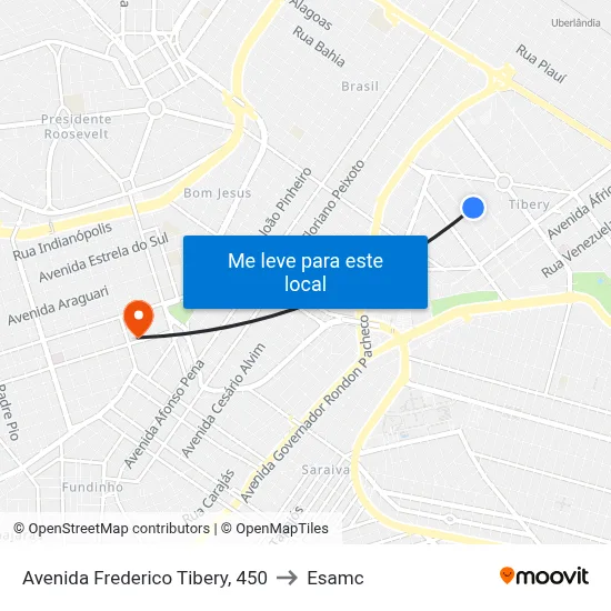 Avenida Frederico Tibery, 450 to Esamc map
