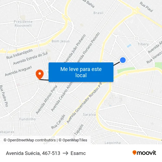 Avenida Suécia, 467-513 to Esamc map