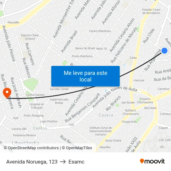 Avenida Noruega, 123 to Esamc map
