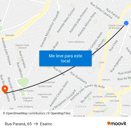 Rua Paraná, 65 to Esamc map
