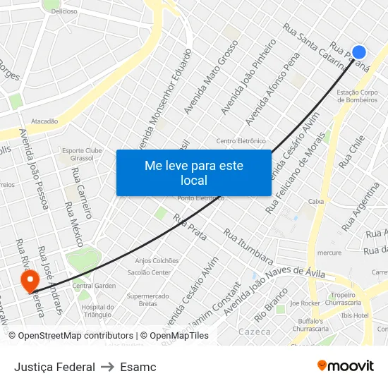 Justiça Federal to Esamc map