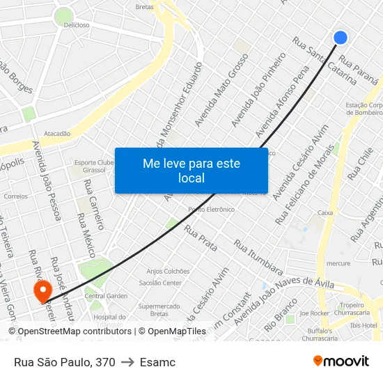 Rua São Paulo, 370 to Esamc map