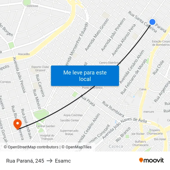 Rua Paraná, 245 to Esamc map