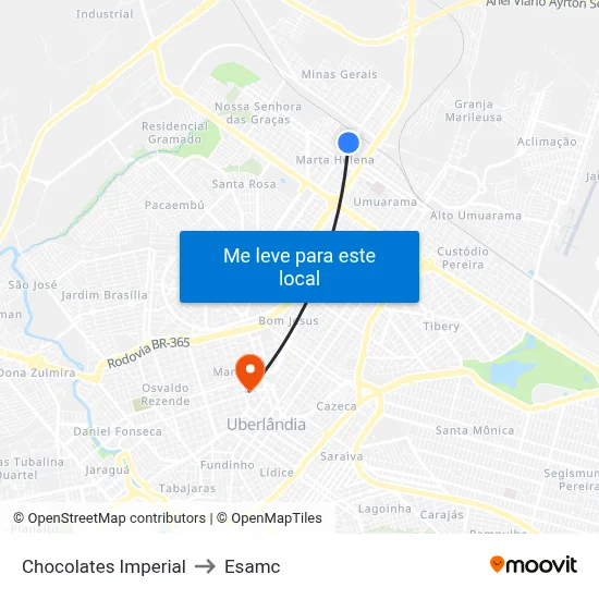 Chocolates Imperial to Esamc map