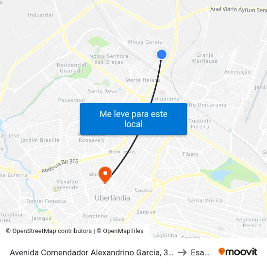 Avenida Comendador Alexandrino Garcia, 3119 to Esamc map