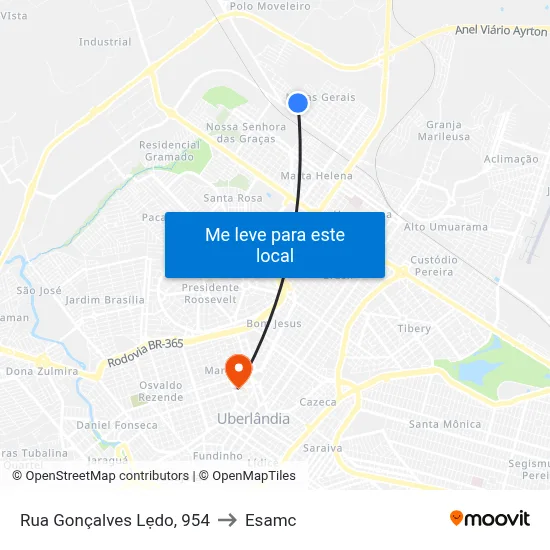 Rua Gonçalves Lẹdo, 954 to Esamc map