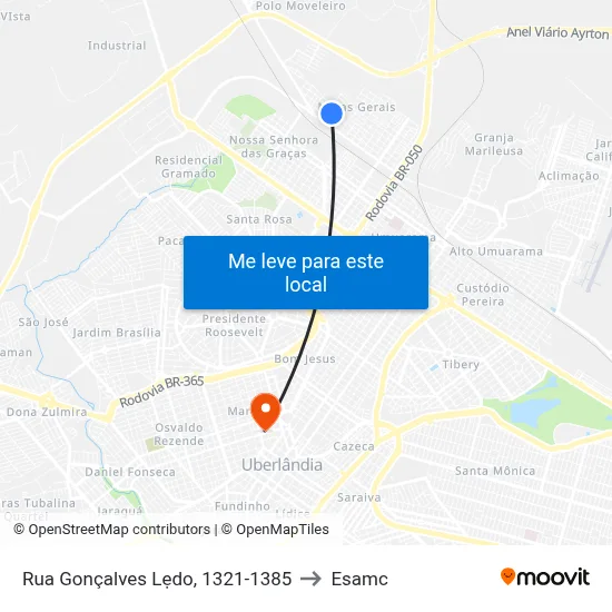 Rua Gonçalves Lẹdo, 1321-1385 to Esamc map