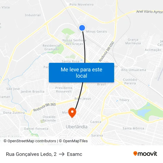 Rua Gonçalves Ledo, 2 to Esamc map