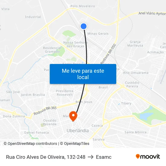 Rua Ciro Alves De Oliveira, 132-248 to Esamc map