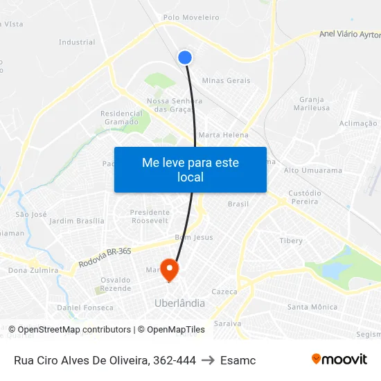 Rua Ciro Alves De Oliveira, 362-444 to Esamc map