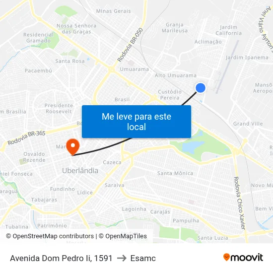 Avenida Dom Pedro Ii, 1591 to Esamc map