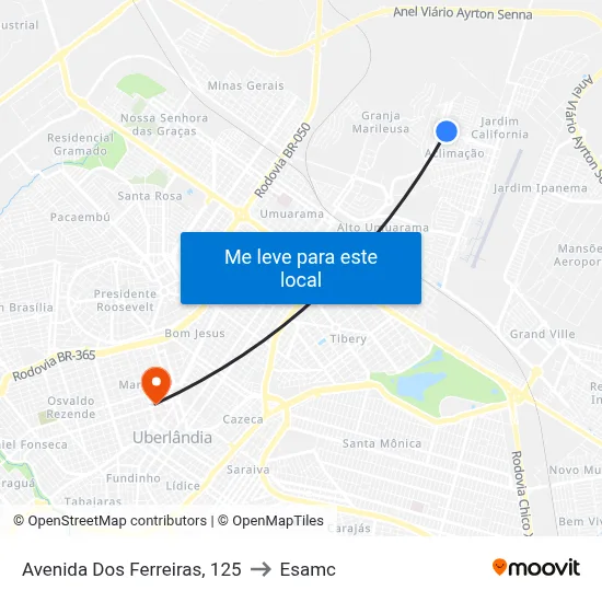 Avenida Dos Ferreiras, 125 to Esamc map