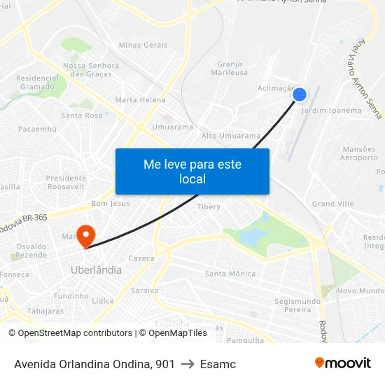 Avenida Orlandina Ondina, 901 to Esamc map