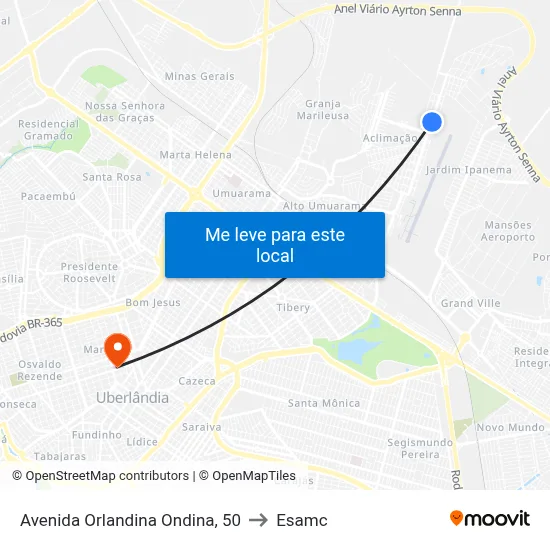 Avenida Orlandina Ondina, 50 to Esamc map