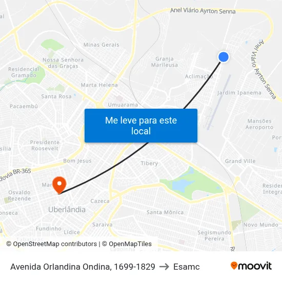 Avenida Orlandina Ondina, 1699-1829 to Esamc map