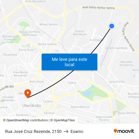 Rua José Cruz Rezende, 2150 to Esamc map