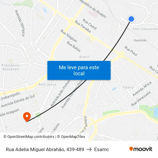Rua Adelia Miguel Abrahão, 439-489 to Esamc map