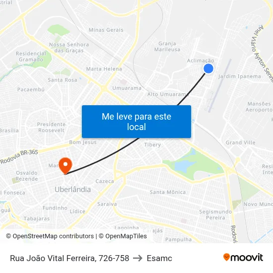 Rua João Vital Ferreira, 726-758 to Esamc map