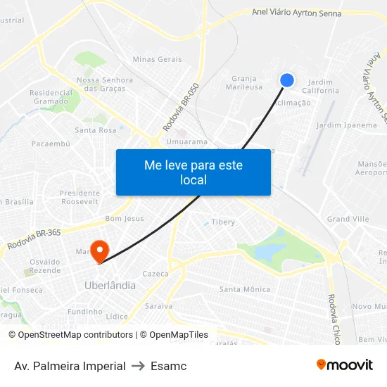 Av. Palmeira Imperial to Esamc map