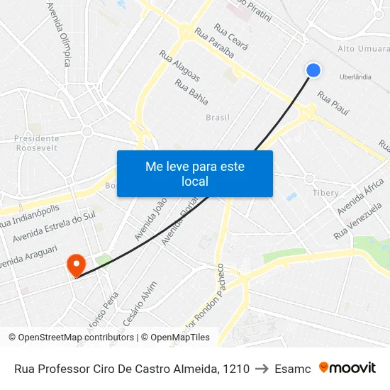 Rua Professor Ciro De Castro Almeida, 1210 to Esamc map