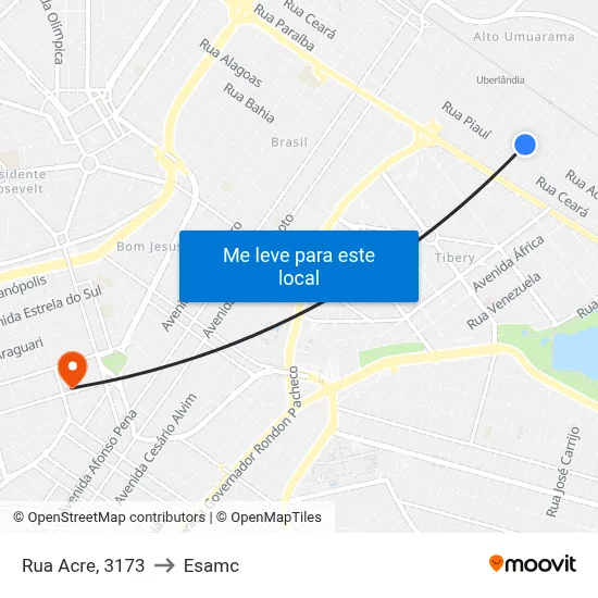 Rua Acre, 3173 to Esamc map