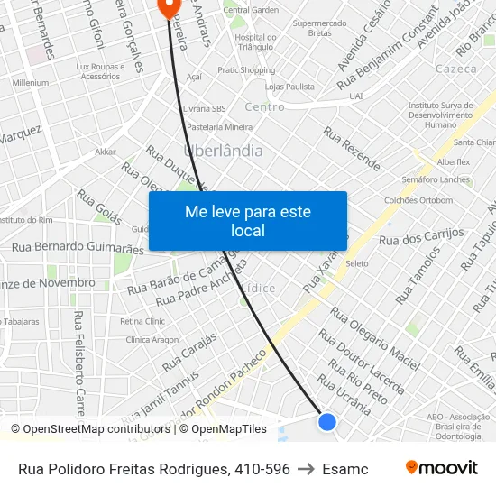 Rua Polidoro Freitas Rodrigues, 410-596 to Esamc map