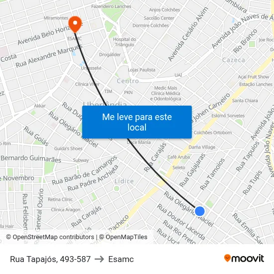 Rua Tapajós, 493-587 to Esamc map