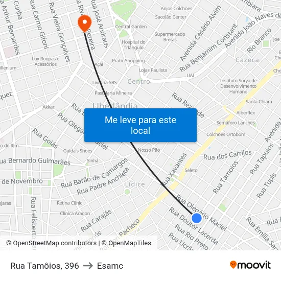 Rua Tamôios, 396 to Esamc map