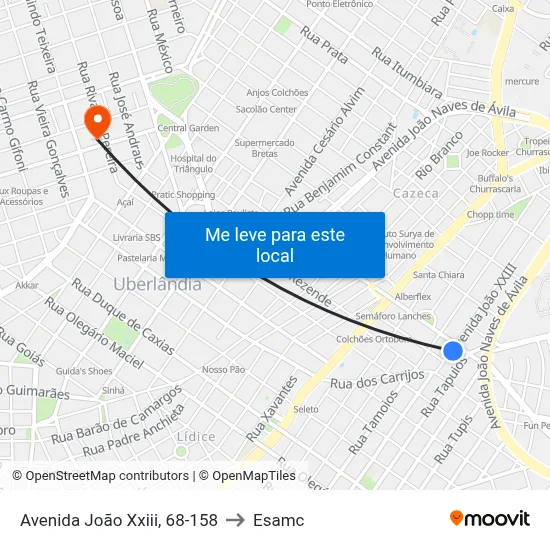 Avenida João Xxiii, 68-158 to Esamc map
