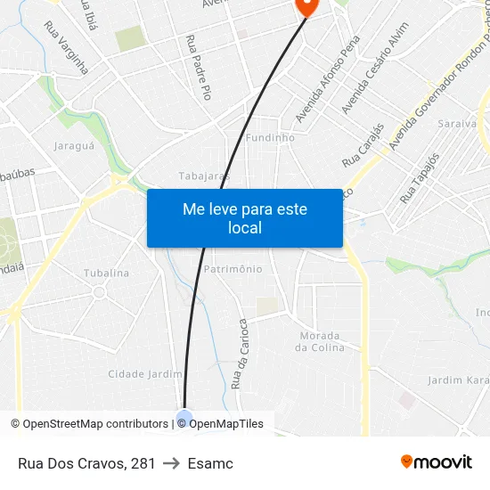 Rua Dos Cravos, 281 to Esamc map