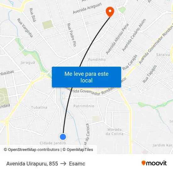 Avenida Uirapuru, 855 to Esamc map