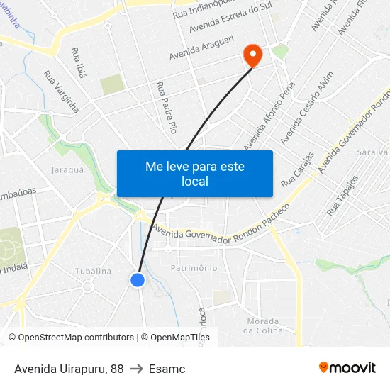 Avenida Uirapuru, 88 to Esamc map