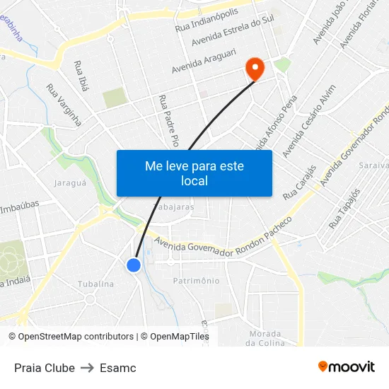 Praia Clube to Esamc map