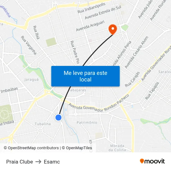 Praia Clube to Esamc map