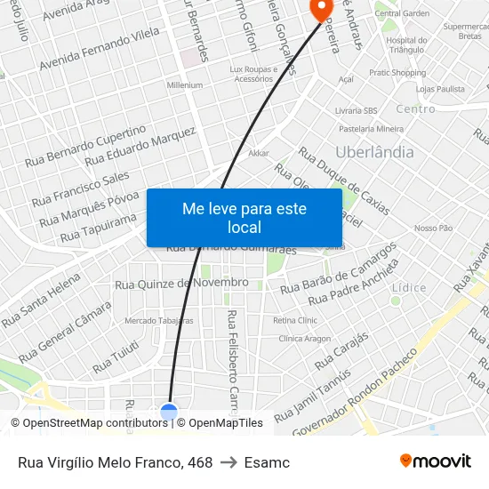 Rua Virgílio Melo Franco, 468 to Esamc map