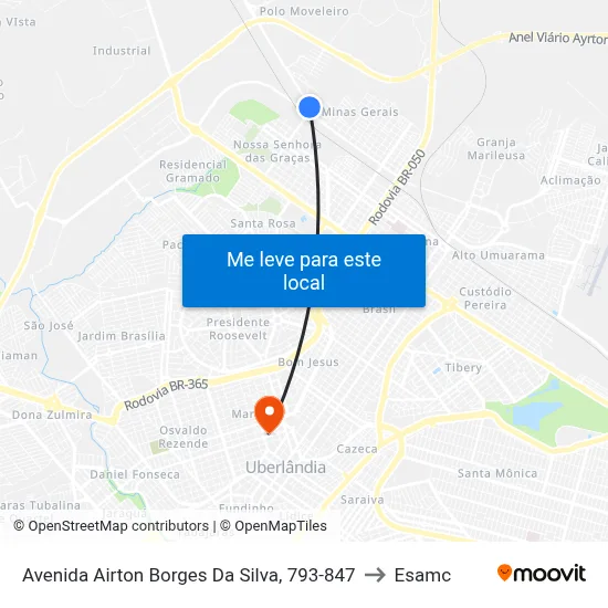 Avenida Airton Borges Da Silva, 793-847 to Esamc map