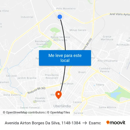 Avenida Airton Borges Da Silva, 1148-1384 to Esamc map