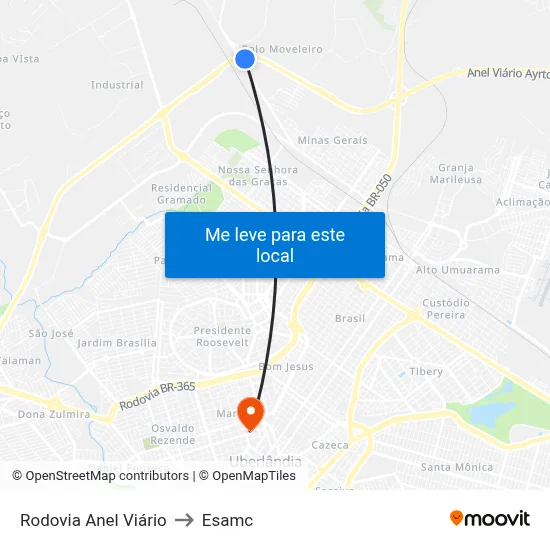 Rodovia Anel Viário to Esamc map