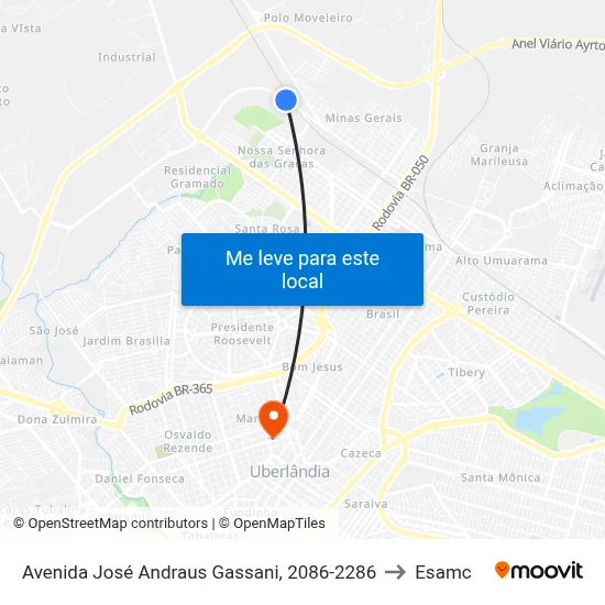 Avenida José Andraus Gassani, 2086-2286 to Esamc map