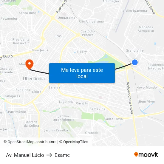 Av. Manuel Lúcio to Esamc map