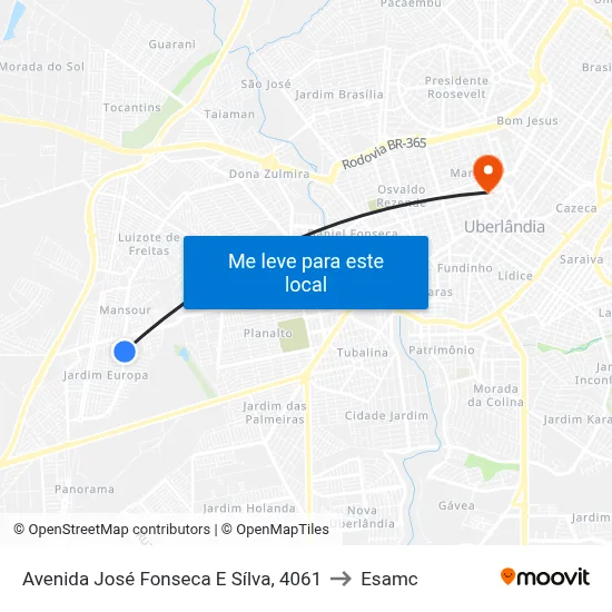 Avenida José Fonseca E Sílva, 4061 to Esamc map