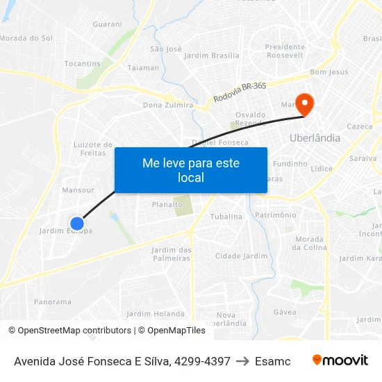 Avenida José Fonseca E Sílva, 4299-4397 to Esamc map