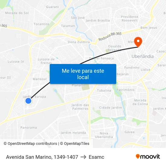 Avenida San Marino, 1349-1407 to Esamc map