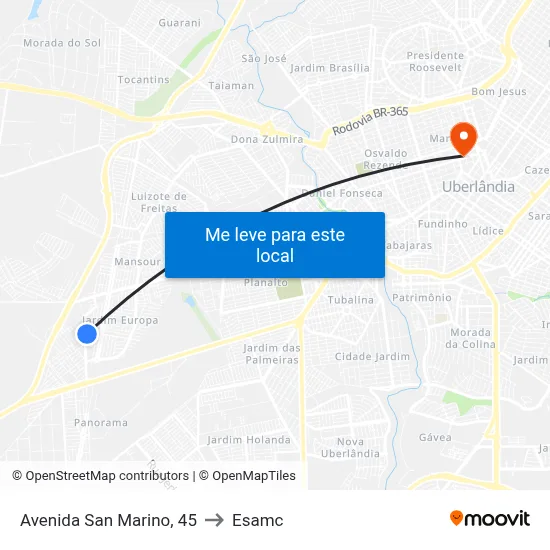 Avenida San Marino, 45 to Esamc map