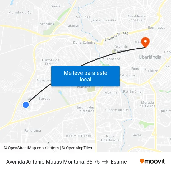 Avenida Antônio Matias Montana, 35-75 to Esamc map