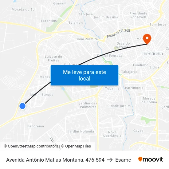 Avenida Antônio Matias Montana, 476-594 to Esamc map