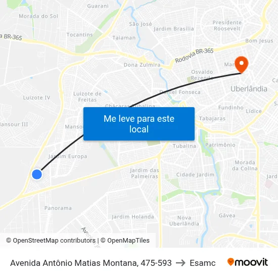 Avenida Antônio Matias Montana, 475-593 to Esamc map