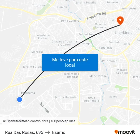 Rua Das Rosas, 695 to Esamc map